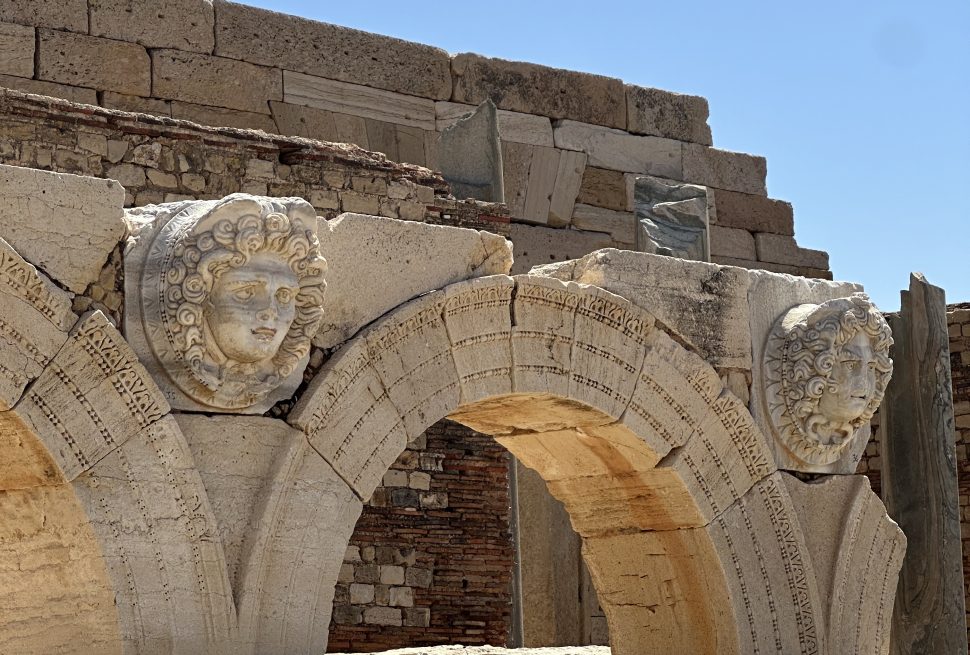 Medusa carved into stone